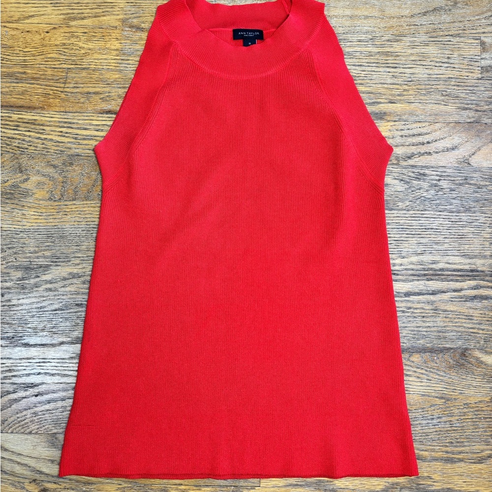 Ann Taylor Factory Knit Sweater Top Scallop Neck Orange Size Medium - Stretchy